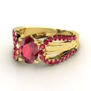  Rita Ring, Oval Ruby 18K Yellow Gold Ring Jewelry