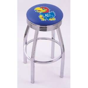 University of Kansas 25 Single ring swivel bar stool with Chrome 
