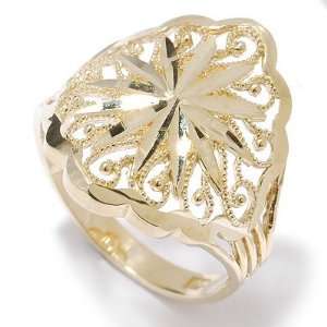    10K White or Yellow Gold Diamond Cut Filigree Ring: Jewelry