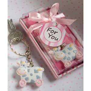  Pink Toy Cow Keychain Baby Favors: Toys & Games