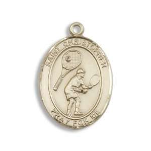   : St. Christopher Sport Tennis 14KT Gold Medal Patron Saint: Jewelry