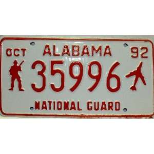   License Plate National Guard from 1992 with Red Numbers Everything