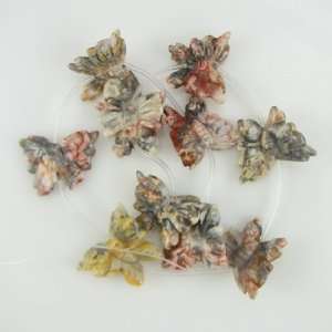  30mm crazy lace agate carved butterfly beads 16