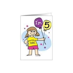  5th Birthday, Girl with Balloons Card: Toys & Games