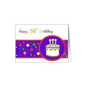  50th Happy Birthday Cake rainbow design Card: Toys & Games