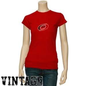   Hurricanes Ladies Red Big Time Play Vintage T shirt: Sports & Outdoors