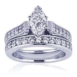  1.80 Ct Marquise Cut Diamond Cathedral Engagement Wedding 