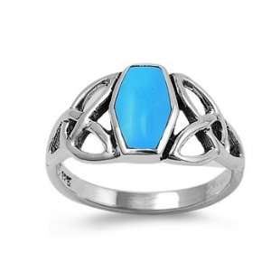   Silver 11mm Oval Turquoise Stone Ring (Size 5   9)   Size 6 Jewelry