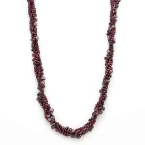  Round and Tear drop Garnet Torsade Necklace with Sterling 
