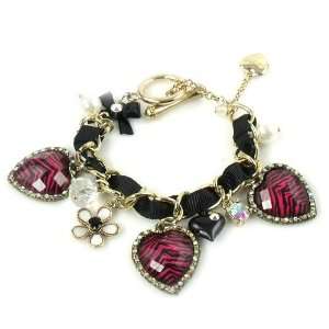   Johnson Jewelry Safari Triple Heart Zebra Toggle Bracelet Jewelry
