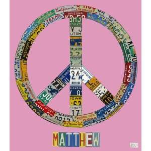  License Plate Peace in Pink Canvas Reproduction 