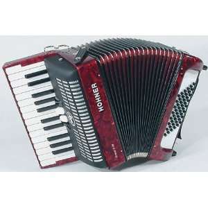  Hohner BR48R Bravo II 48 Bass Red Piano Accordion Musical 
