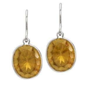    Set Oval Citrine Wire Drop Earrings 14k White Gold: Allurez: Jewelry