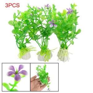 Como 3Pcs Plastic Purple White Flower Green Leaves Decor 