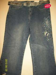 Arizona Girls Plus Size Embellished Jeans+Belt 14 1/2  