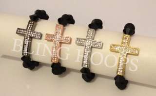   Large Rhinestone Cross Bracelets Crystal Sideways Charm Fashion  