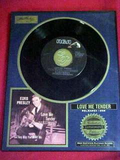 Elvis Presley RIAA Certified Plat Record LOVE ME TENDER  