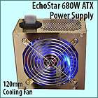   680W Watt Gold Case ATX Computer Power Supply 120mm Blue LED Fan