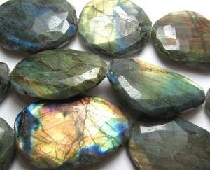 15 LABRADORITE 28 42mm Faceted Focal Beads EVERY BEAD FLASHES  