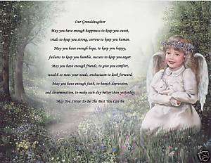 Granddaughter Poem Personalized Name Angel Print Prayer  