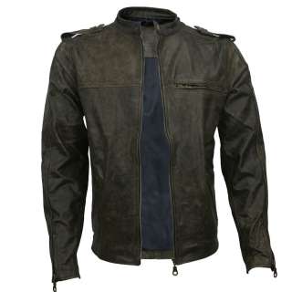 Cafe Racer Distressed Leather Biker Jacket