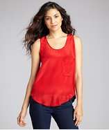 Aryn K red and black silk crepe de chine two tone tank top style 