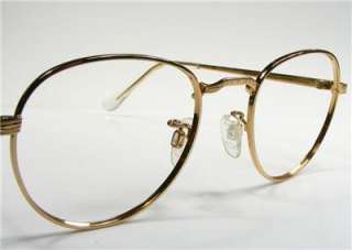 LARGE NEW OLD STOCK GOLD FILIGREE SEMI ROUND EYEGLASS FRAMES MADE IN 