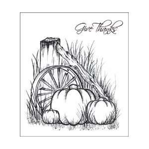   Cling Rubber Stamp Set 5X6.5 Rustic Autumn Wheel