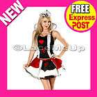 Adult Alice Queen of Hearts Costume Fancy Dress Up Outfit Xmas Free 