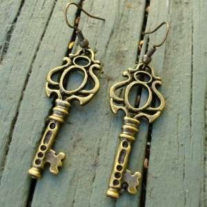 Steampunk CUTE KEY Pirate Earrings Victorian goth witch  