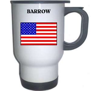  US Flag   Barrow, Alaska (AK) White Stainless Steel Mug 