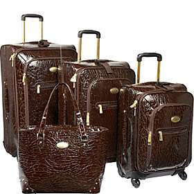 Adrienne Vittadini Shiny Croco 4 Pc Spinner Luggage Set   