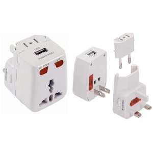 All in one Travel Power Plug Adapter with USB for Us, Uk, Eu, Au, WA3u