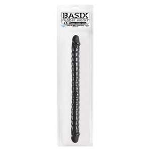  Basix Rubber Works 18 Ribbed Double Dong, Black: Health 