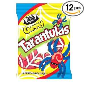 Black Forest Hanging Bag Gummy Tarantulas, 4.5 Ounce Bags (Pack of 12)