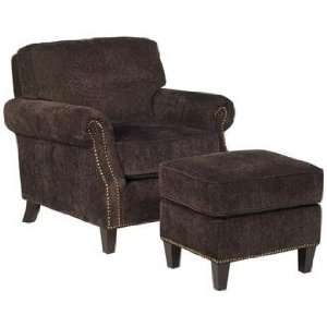    Mirage Chocolate Chenille Club Chair and Ottoman
