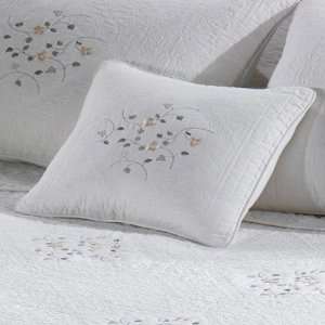 Donna Sharp Josie Embroidered Quilted Cotton Throw Pillow, Cream