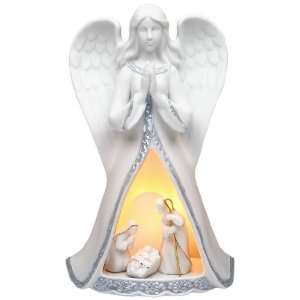 Appletree Design Lighted Praying Angel with Holy Family Nativity, 9 