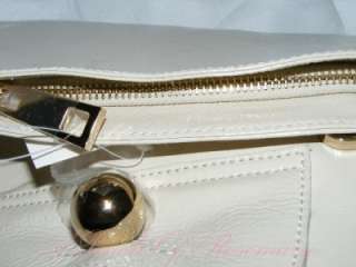 Steven by Steve Madden Empire Patent Leather Foldover Clutch Bag Ivory 