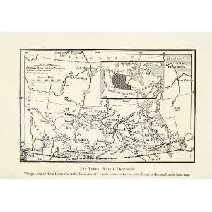  1907 Wood Engraving Map Saskatchewan Canada Prairie Provinces 