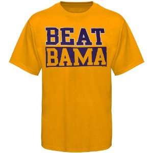  NCAA LSU Tigers Beat Bama Rivalry T Shirt   Gold Sports 
