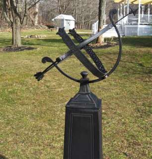 Tower Armillary Sundial 58 Tall Iron Antiqued Black Finish  
