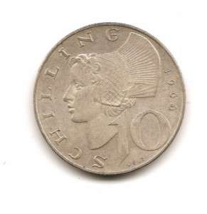 Austria 10 Schilling coin 1957 0.6400 SILVER KM#2882  