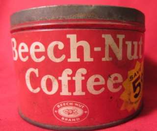 VINTAGE BEECH NUT COFFEE CAN 50 60s 3.5 X 5  