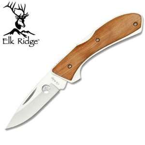  Elk Ridge Zebra Wood Hanled Folding Knife 