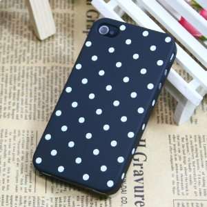  Black / Polka Dot Pattern Plastic Case for Apple iPhone 4+free 