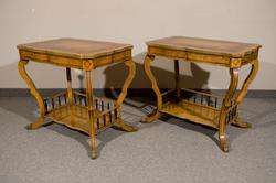 Pair of Antique Solid Cherry Regency Style End Tables  