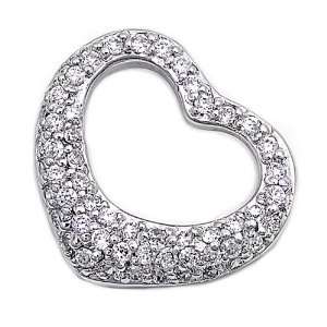    Sterling Silver CZ Stubby Design Open Heart Pendant: Jewelry