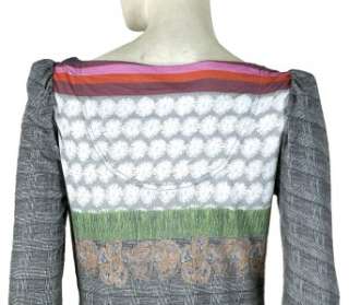NEW $135 Desigual Embellished Pintuck Printed Long Sleeve Tunic Top XL 