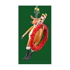  Christmas Holiday Moose with Wreath Tree Ornament: Home 
